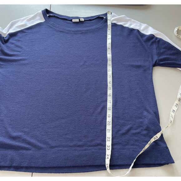 Gap Sweater Round Neck Sweater Color Block Striped Detail 90s Y2K Vibes Blue L - Picture 10 of 11